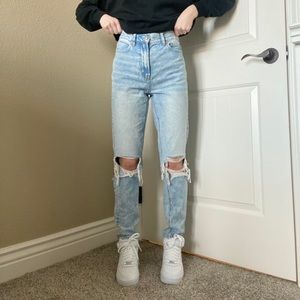 American Eagle ripped mom jeans